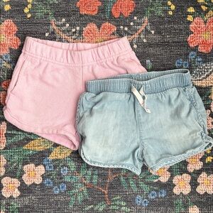Cat & Jack Toddler Girl Pink and Denim Shorts Bundle, Size 3T
